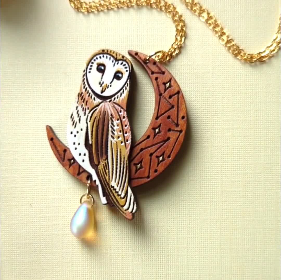 Unique, Quirky, Fairycore, Cottagecore, handmade Night outlet Owl Necklace