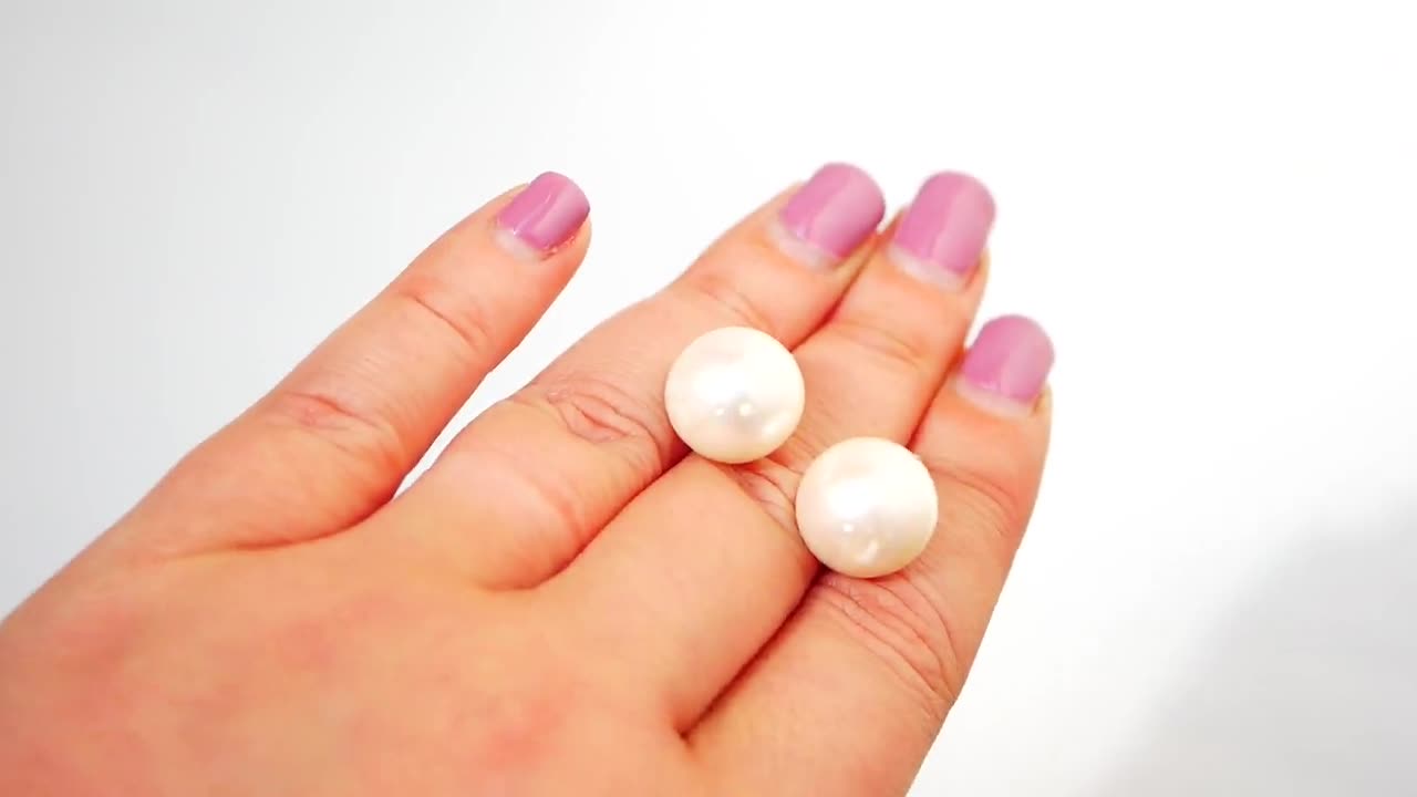 13 Mm White Pearls, Rubies, Diamonds, 14 Karat Rose Gold Earrings. video poster