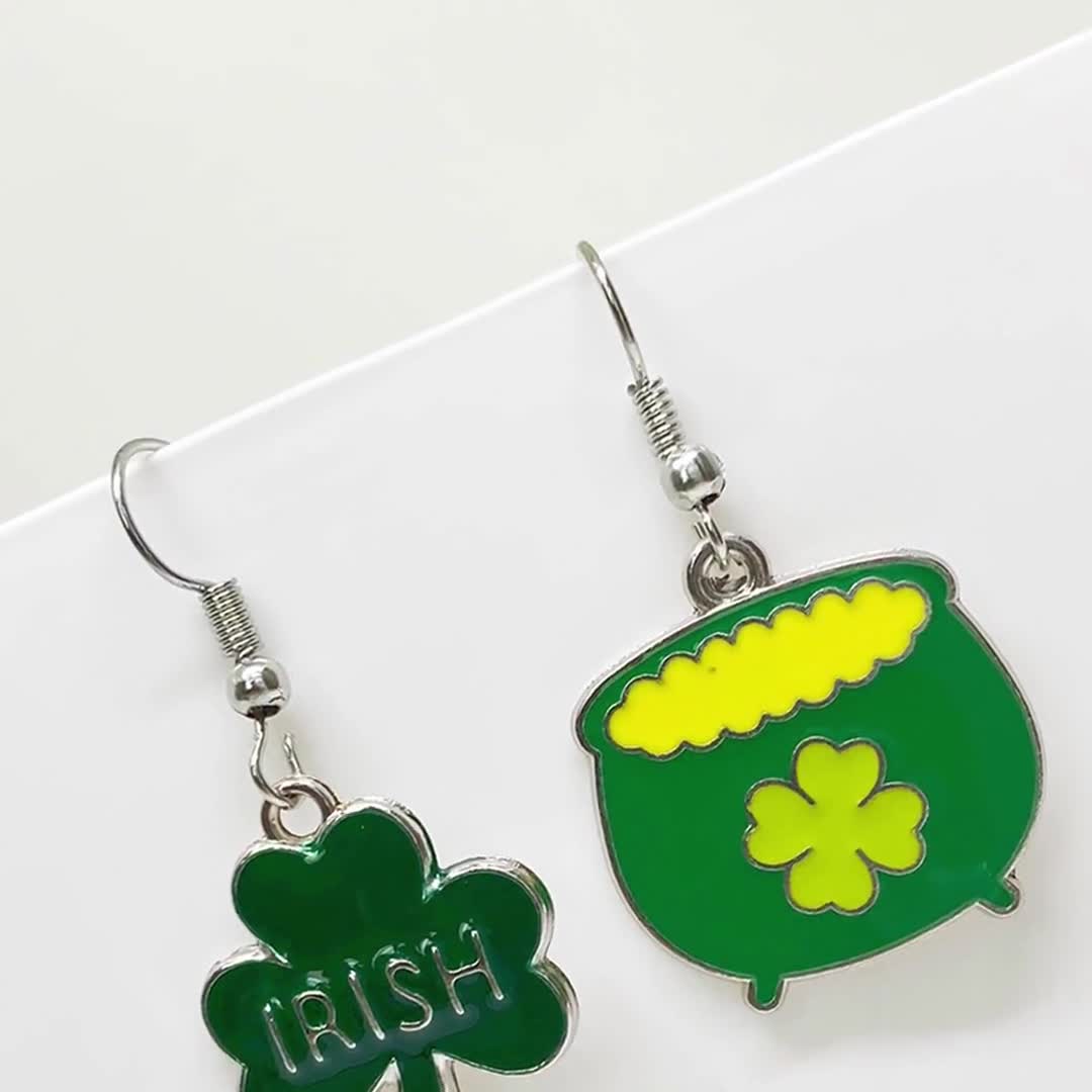 Maje Earrings Shamrock Earrings Golden Shamrock Dangle Earrings