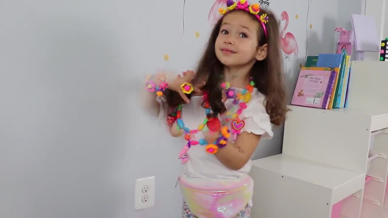 Colourful Toddler Bracelet Making Kit Pop Bead Girls Princess 