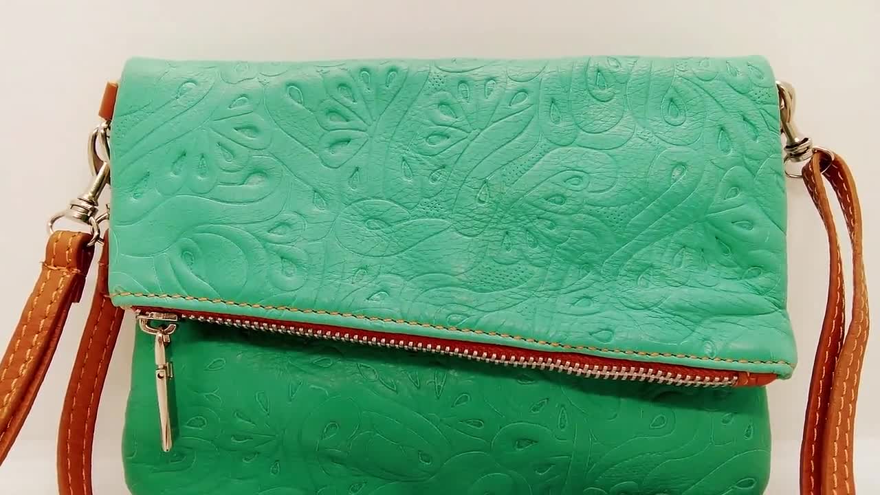 Green leather 2024 clutch bag