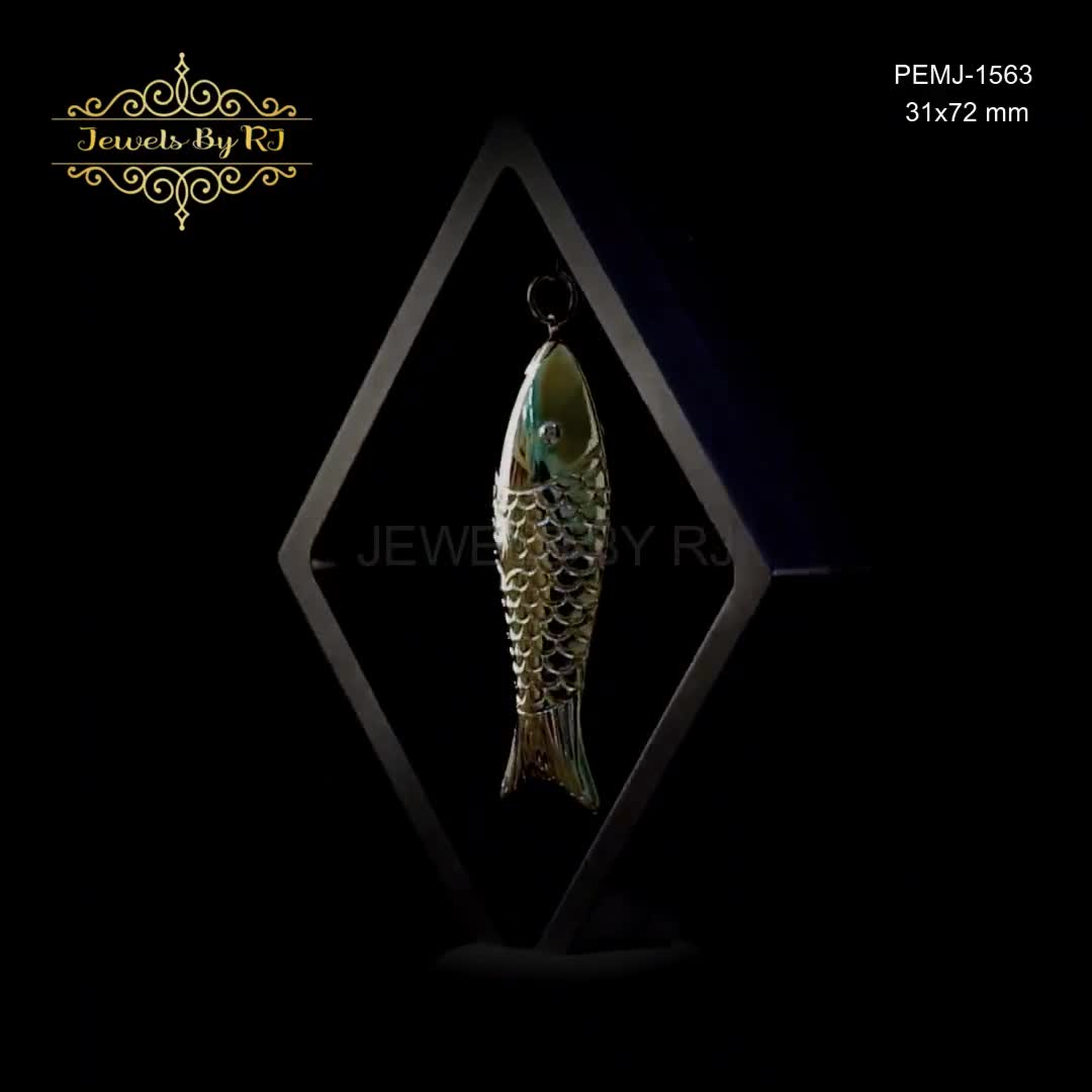 Ciondolo A Forma Di Pesce Articolato Placcato Oro 24K - Foto 6