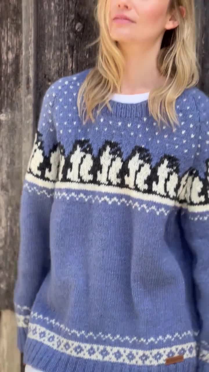 Women's Knitted Penguin Sweater - Penguin Jumper - Knitted