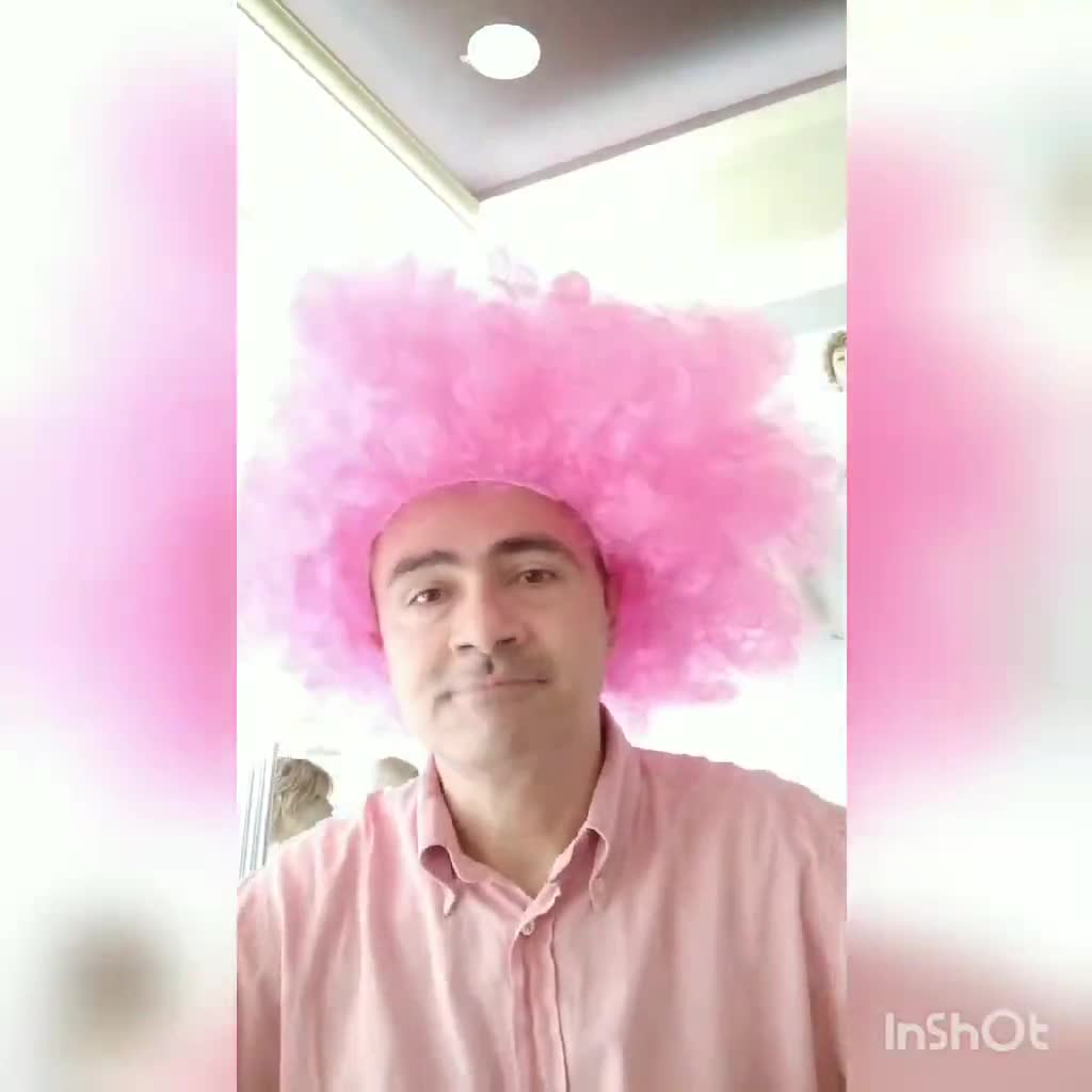 Pink large afro wig