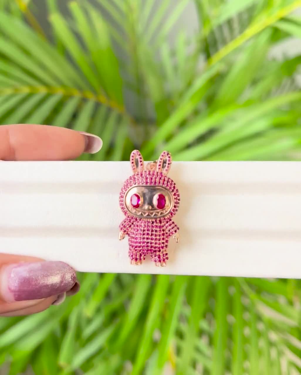 ピンクのカートゥーンヒップホップペンダント | テディベアペンダント