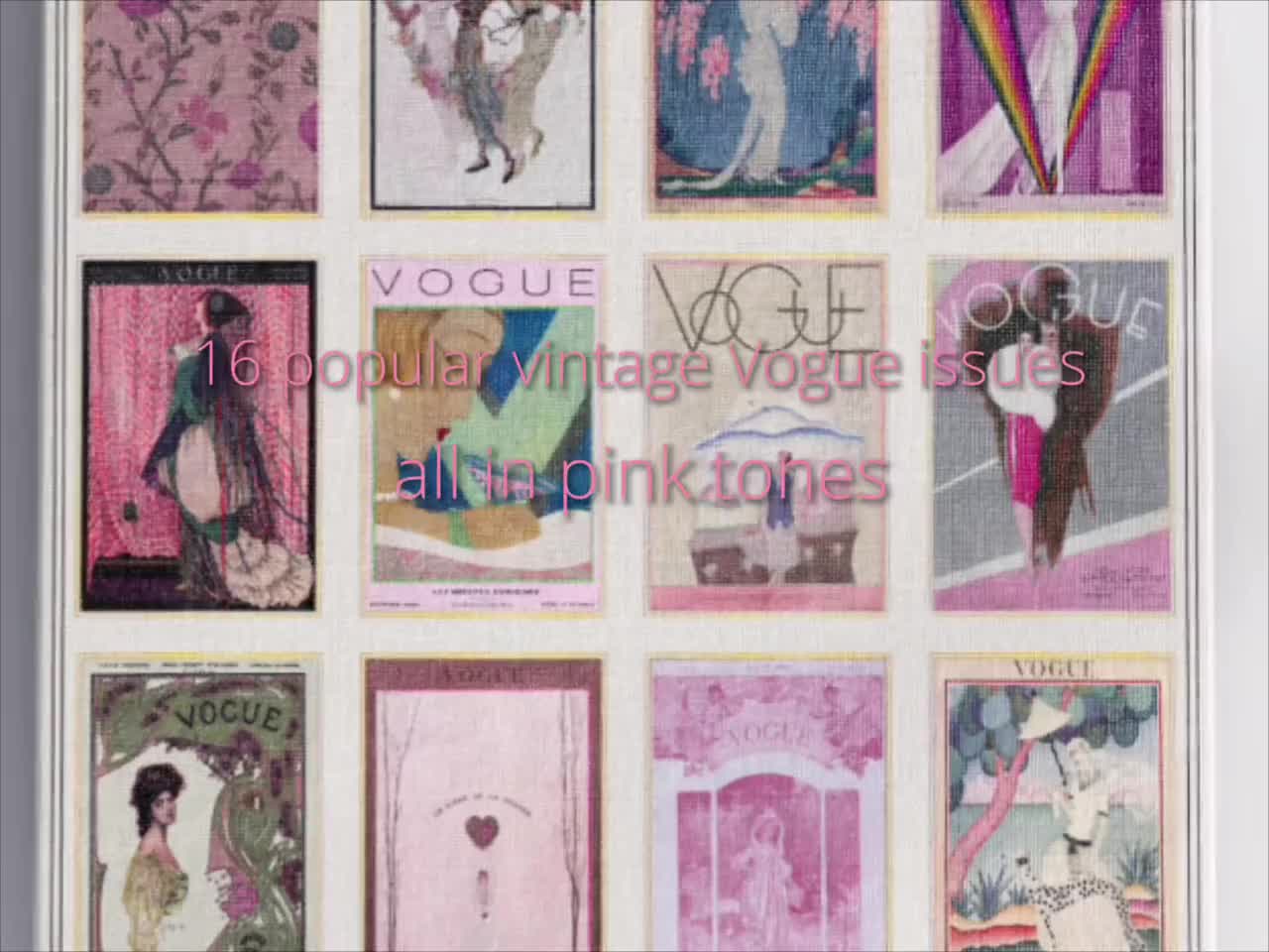 Pink Theme Vintage Vogue Magazine Cover Art Collage:1900s-1920s Art Deco Canvas or Print video poster