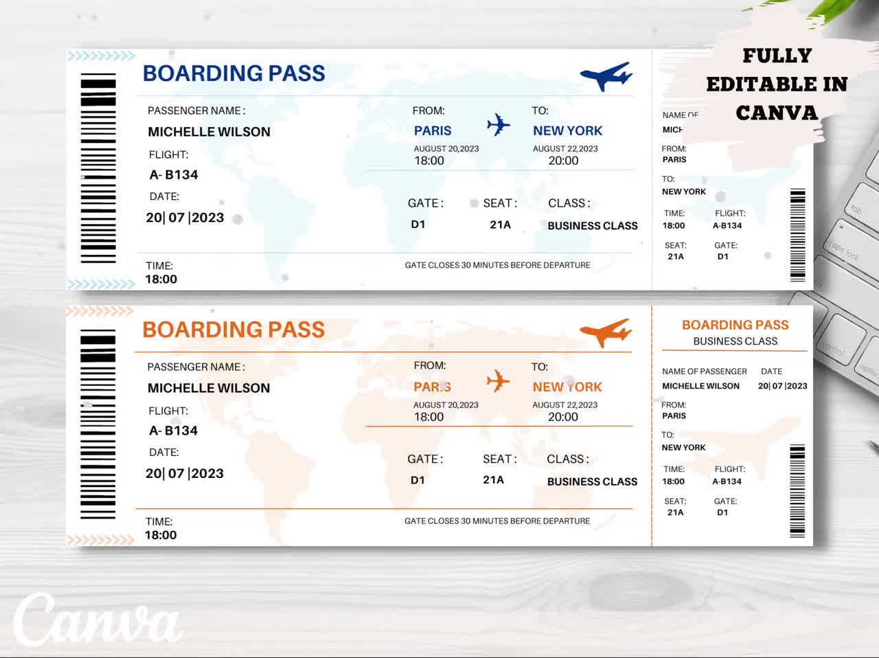 Editable Boarding Pass Template, Printable Airline Ticket,, 52% OFF