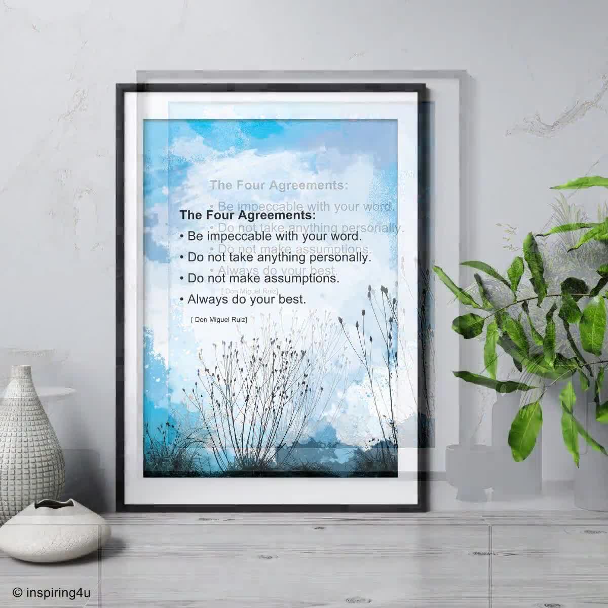 The Four Agreements Poster: Toltec Wisdom, Don Miguel Ruiz Quotes. - Etsy  Israel, image size:1200x1200
