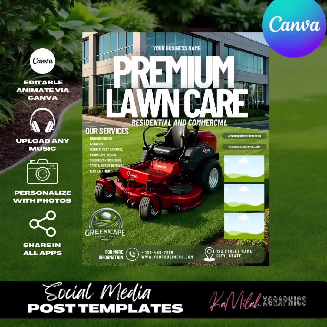 Lawn Care Flyer Bundle, Landscaping Templates (Canva Editable) video poster