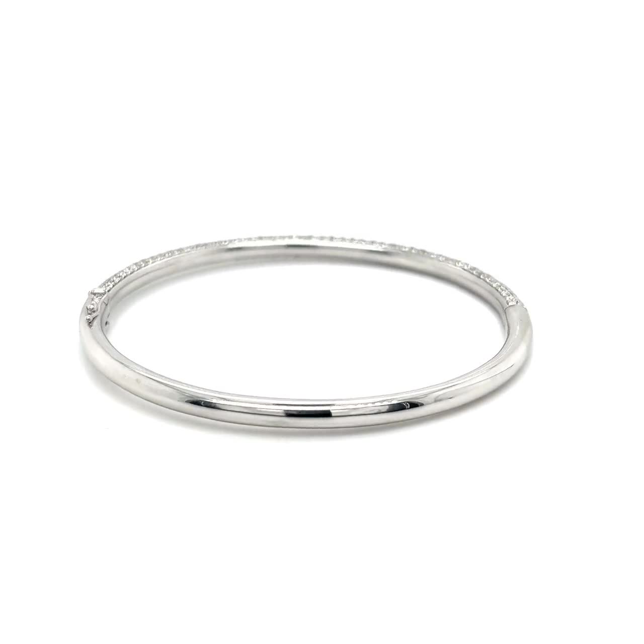 18K White Gold 3.78 CTW Round Cut Natural Diamond Bangle
