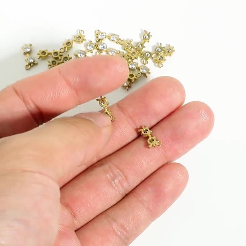 Brass CZ Crab Earring Charm - Raw Brass Crab Pendant With