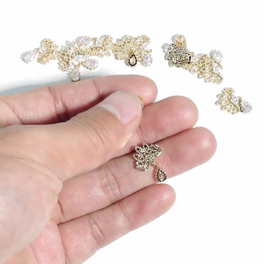 Brass Oval Earring Charms With Drop Zircons – Zircon KC Gold