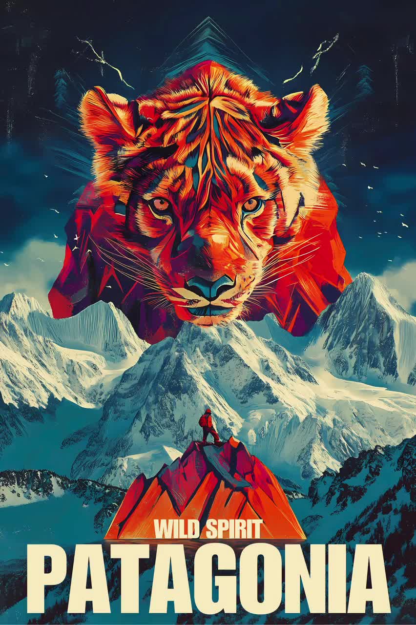 Tiger Patagonia Poster: Mountain Adventure Art Print - Etsy
