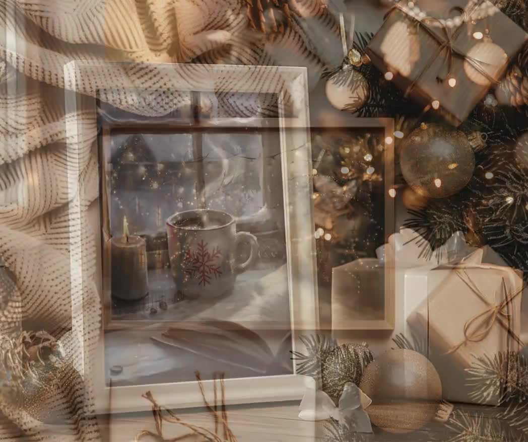 モダンな抽象画のクリスマスツリー、印刷可能な冬の壁アート、ホリデー