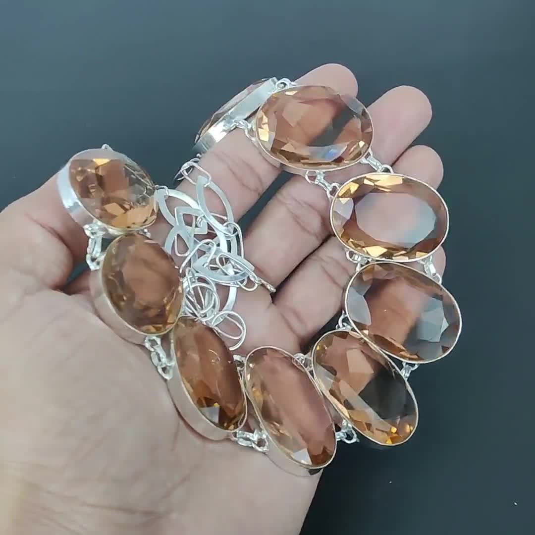Collier Argent 925 Morganite Peach – Fait Main, Fermoir Crochet, Inde