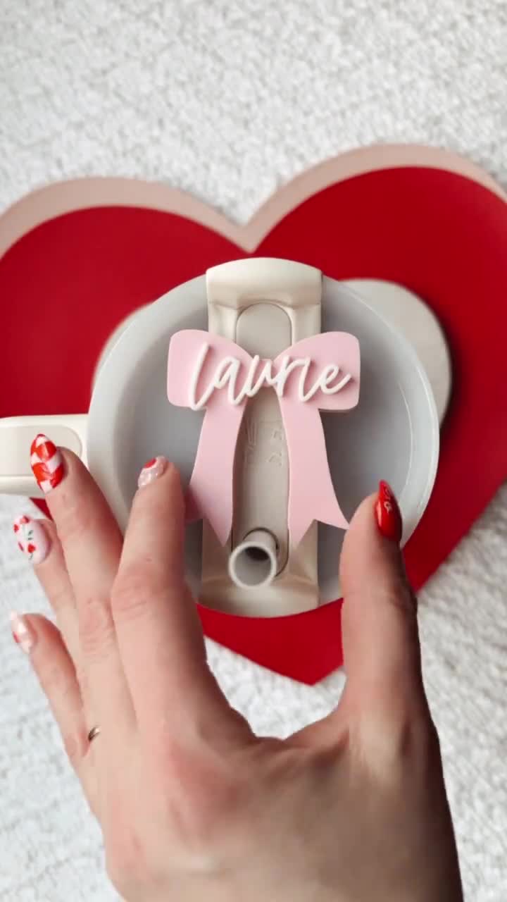 Valentine Heart Stanley Name Tag – Festive Gal