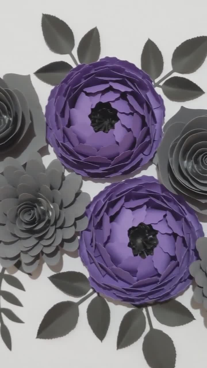 Glo Paper Flowers - 8'x8' Black and white backdrop with various purple  toned and white flowers 💜 🤍