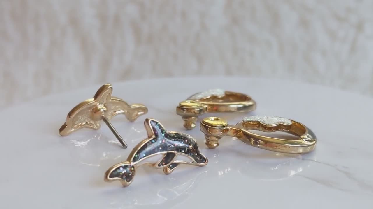 9ct Gold 10mm Dolphin Creole Earrings | Prouds