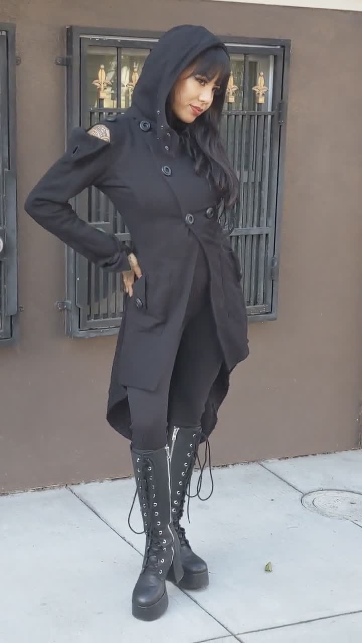 Long Hooded Jacket, Festival Jacket, Boho Clothing, Burning