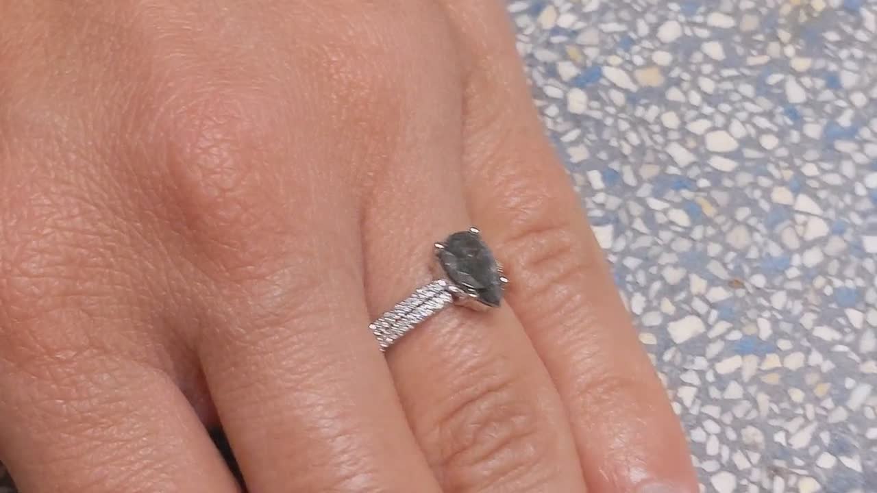 1920's Raw Salt and Pepper Diamond Ring
