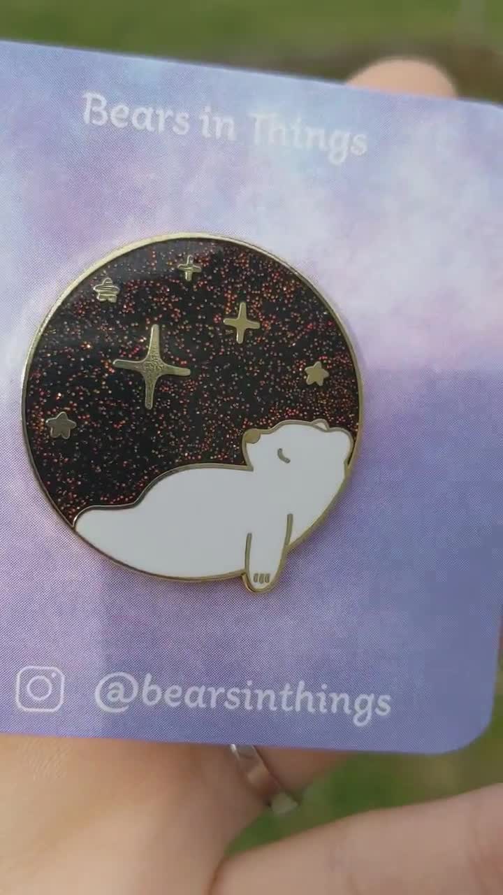 Moon Bear Glitter Enamel Pin 