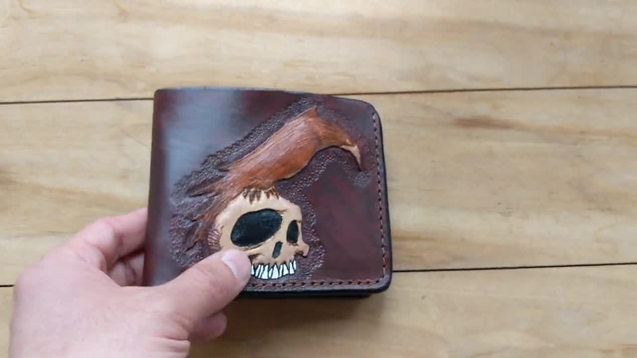 Scrooge Mcduck Mens 3D Genuine Leather Wallet Hand-carved 