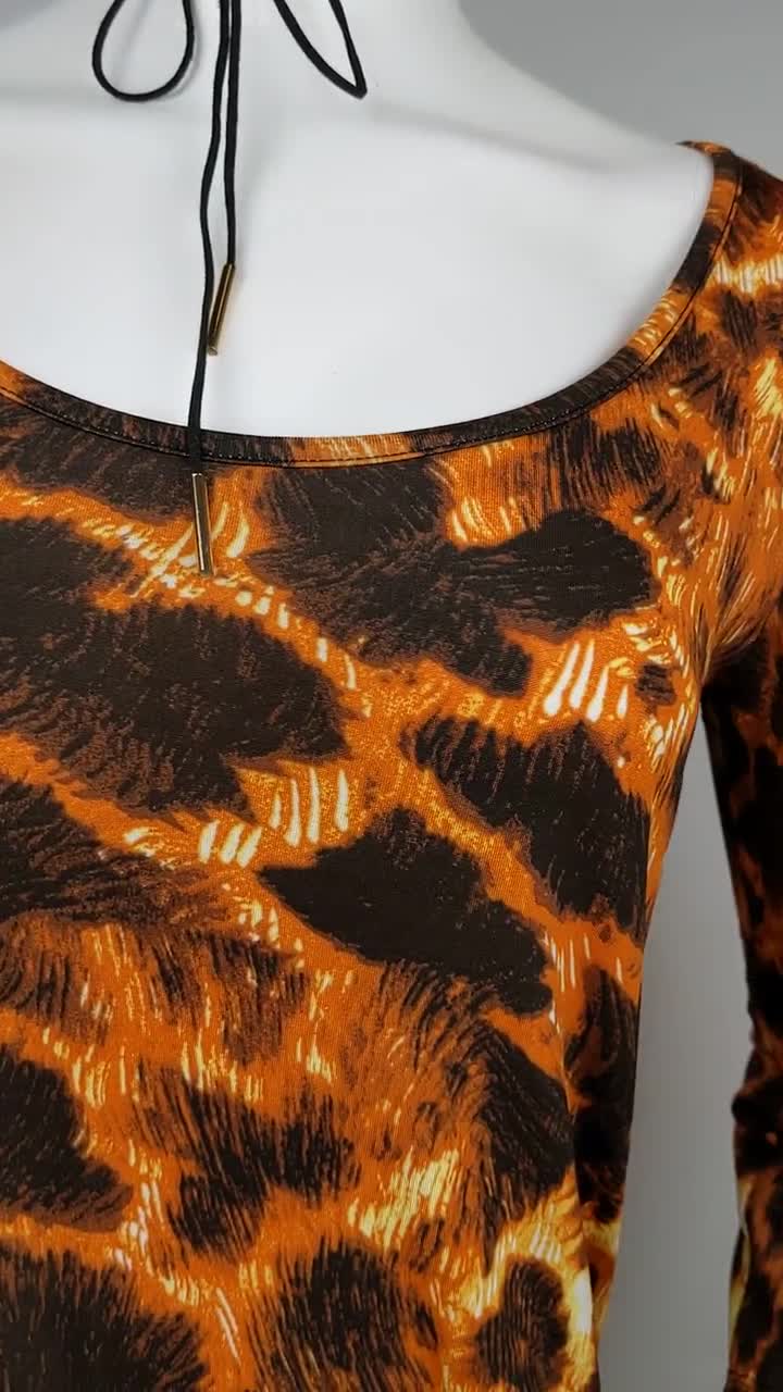 Vintage 90s JUST CAVALLI Top Animal Print | Orange Giraffe