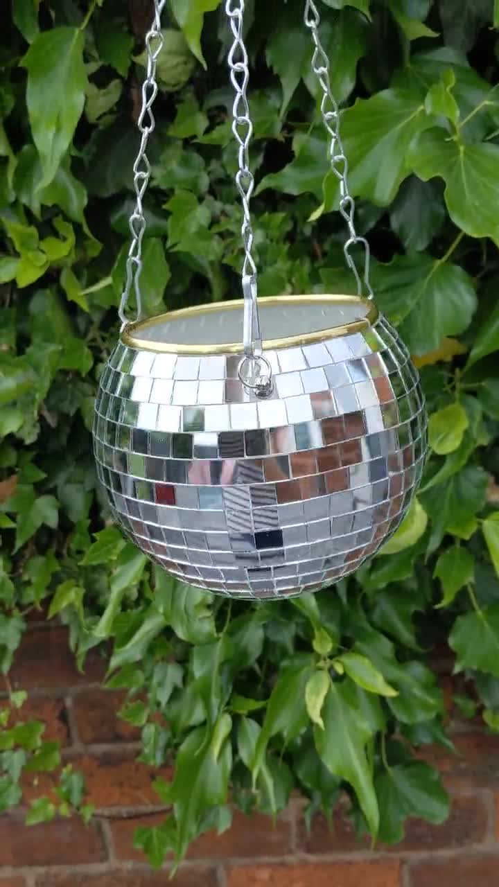 Fioriera sospesa con sfera da discoteca, vaso per piante con sfera a  specchio retrò, esclusiva fioriera con sfera glitter argento, regalo per la  prima casa -  Italia