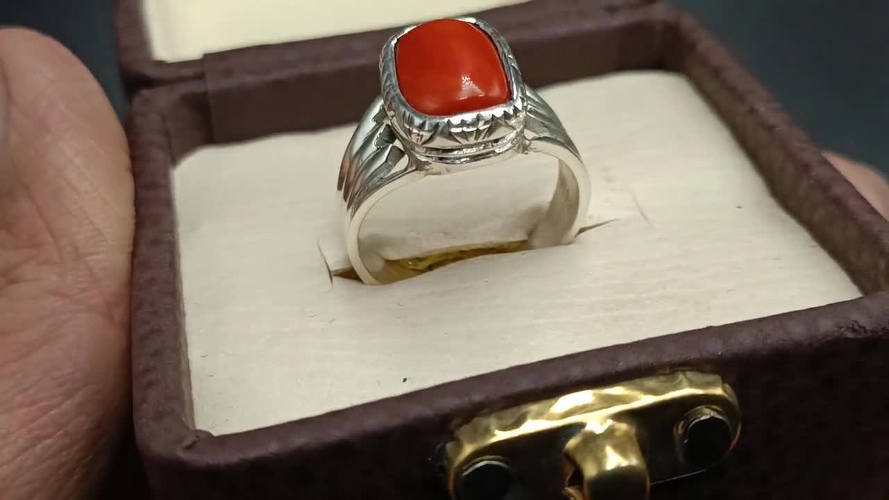 Handmade Sterling Silver Red Coral Ring: Statement Jewelry - Etsy