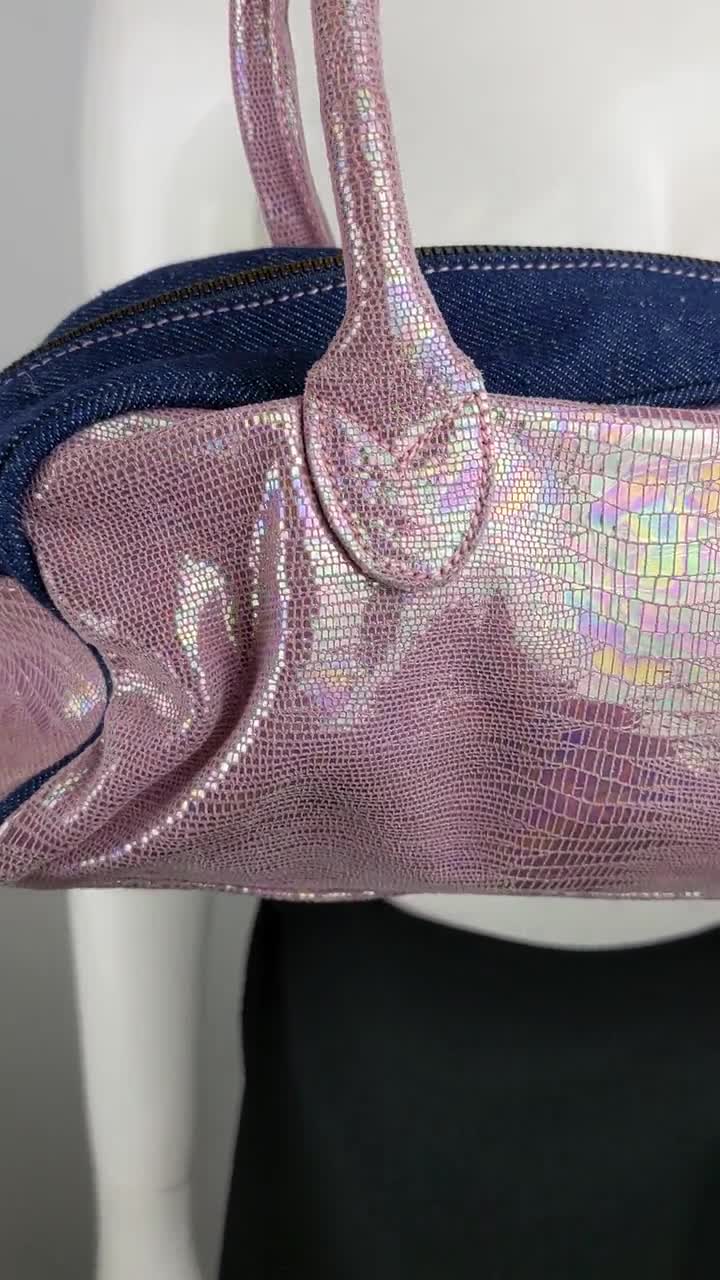 Y2K Vintage Just Cavalli Holographic Baguette Bag. Rainbow Baby Pink Handbag  - Yahoo Shopping