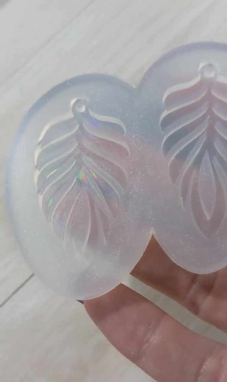 Holographic Monstera Feather Leaf Silicone Earring Mold / Resin Mold /  Pendant Mold 