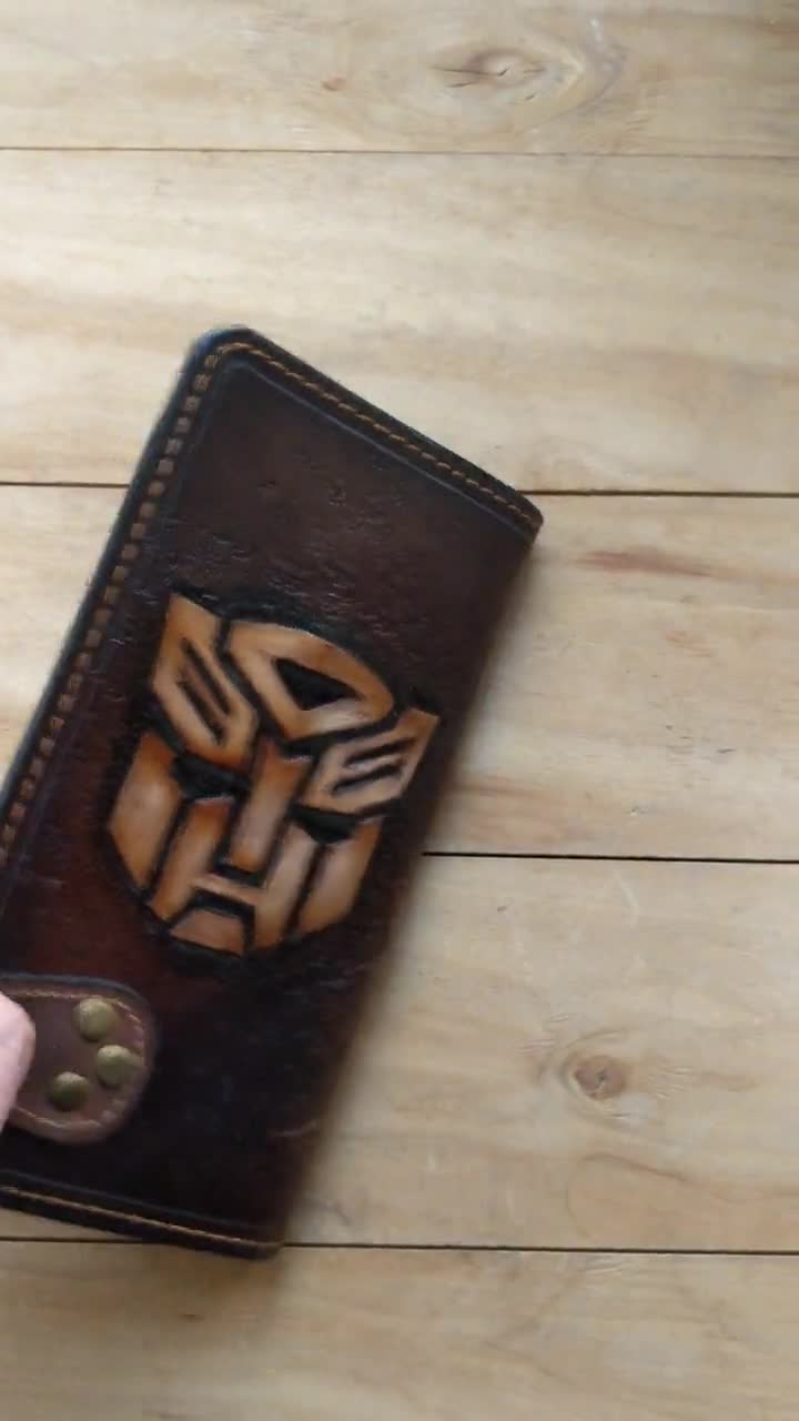 Men's 3D Genuine Leather Wallet, Hand-Carved, Hand-Painted, Leather  Carving, Custom wallet, Personalized wallet, Transformers wallet,  Decepticons