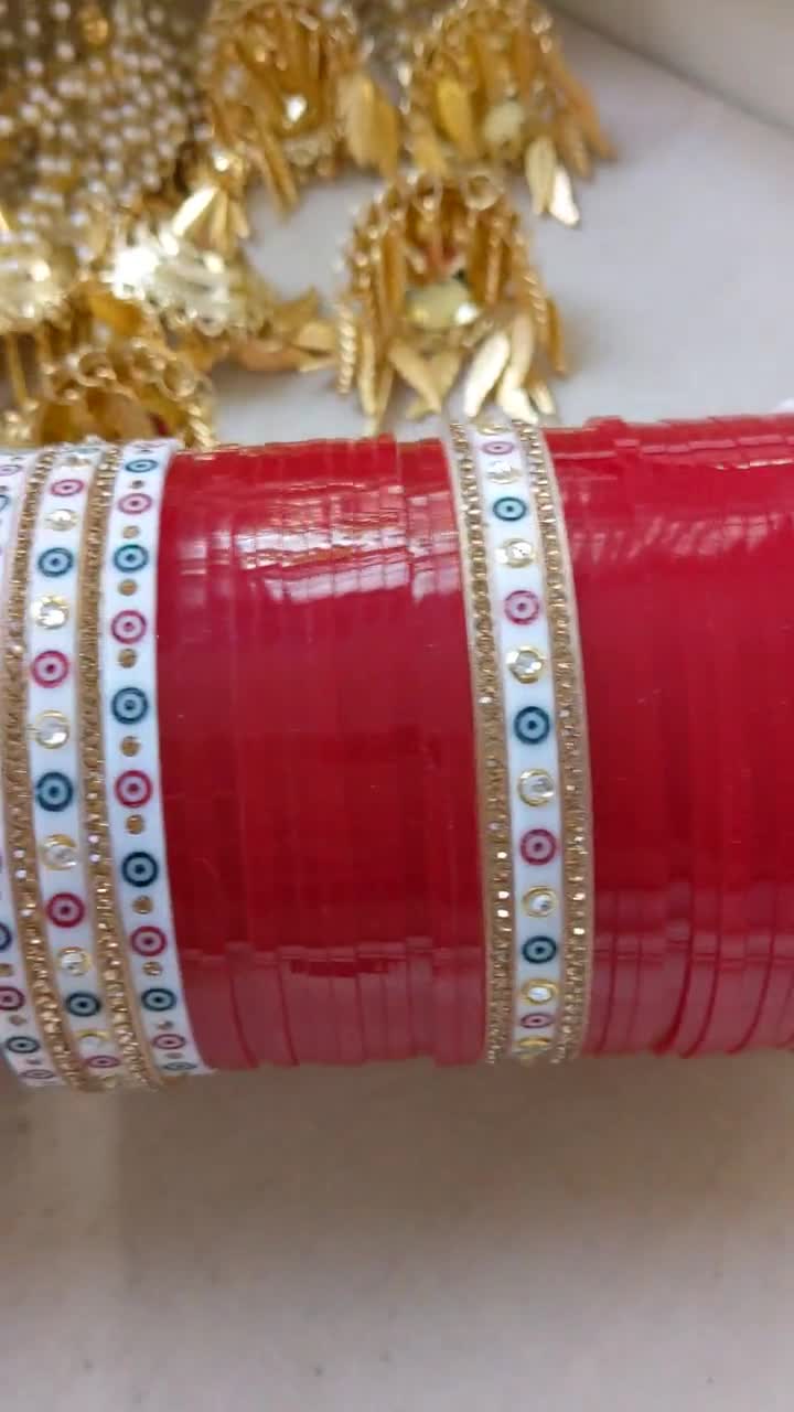 Red Chuda / Maroon Chooda / Dot bangle chuda / Punjabi wedding chuda /  Indian wedding Bangles / Indian Jewelry / Sikh wedding Chooda