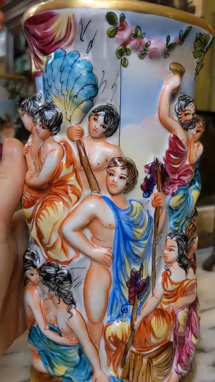 Antique JM Alvarez Vase // Flower Vase Porcelain // Scene