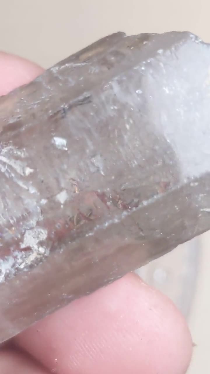 チベット産スモーキークォーツ内部の動く内包物（エンハイドロ