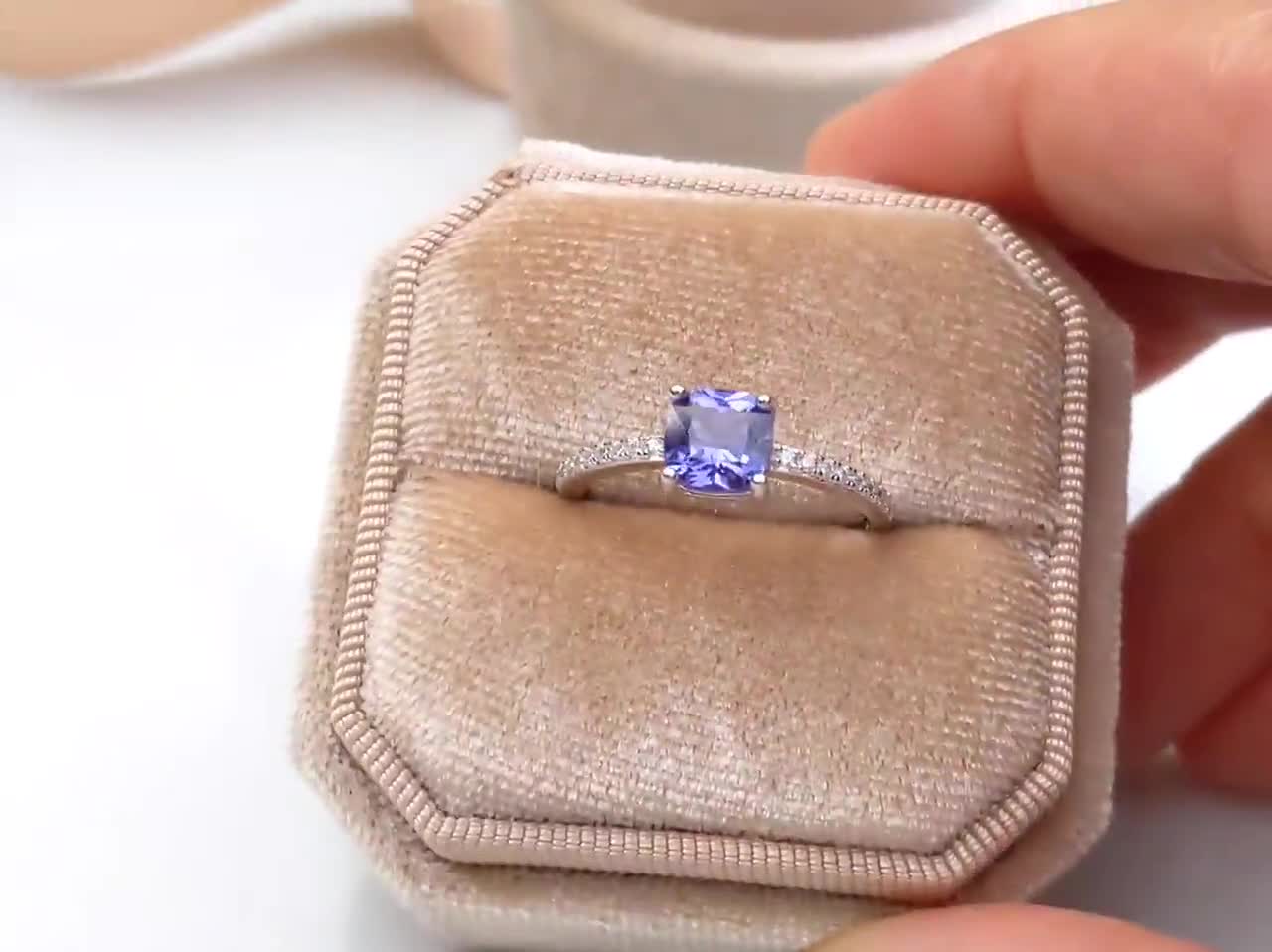 Cushion Cut Tanzanite Ring, Sterling Silver Created Tanzanite Ring, Blue  Gemstone Ring, Engagement Ring, Promise Ring, Gift for Her K13