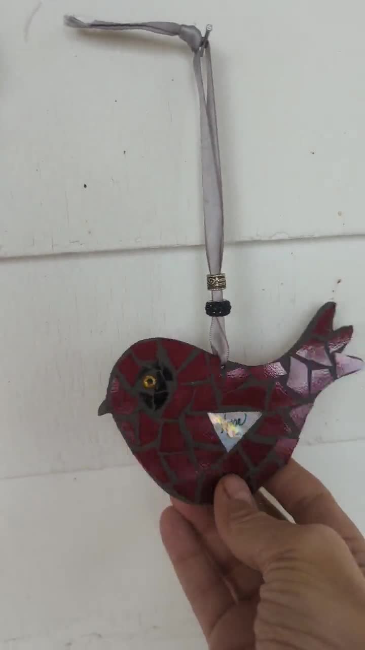 Craft Kit for Adults Cardinal Bird Kit Hand Cut Glass Mosaic 