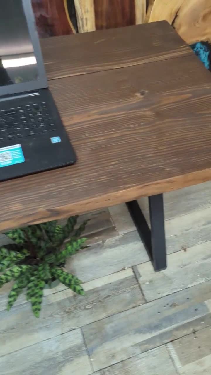  Escritorio para computadora de madera maciza para oficina en  casa, patas de mesa de metal resistentes / mesa larga de madera de pino de  2.0 in de grosor, muebles de oficina