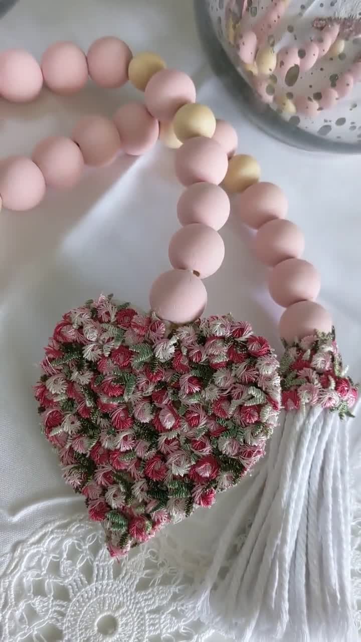 Ombre Pink Wood Bead Garland For Valentine's Day - Interior Frugalista
