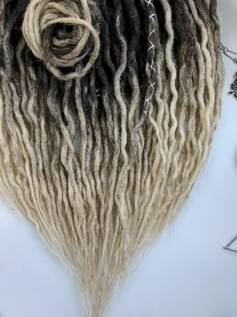 Synthetic Crochet Dreads Extensions Grey Double Ended Curly Dreadlocks Boho Style White Dreads