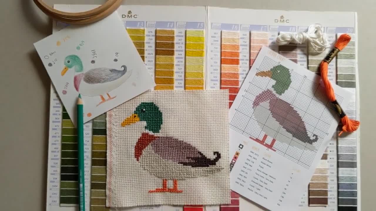 Duck Cross Stitch, Mallard Duck Cross Stitch, Instant Cross Stitch