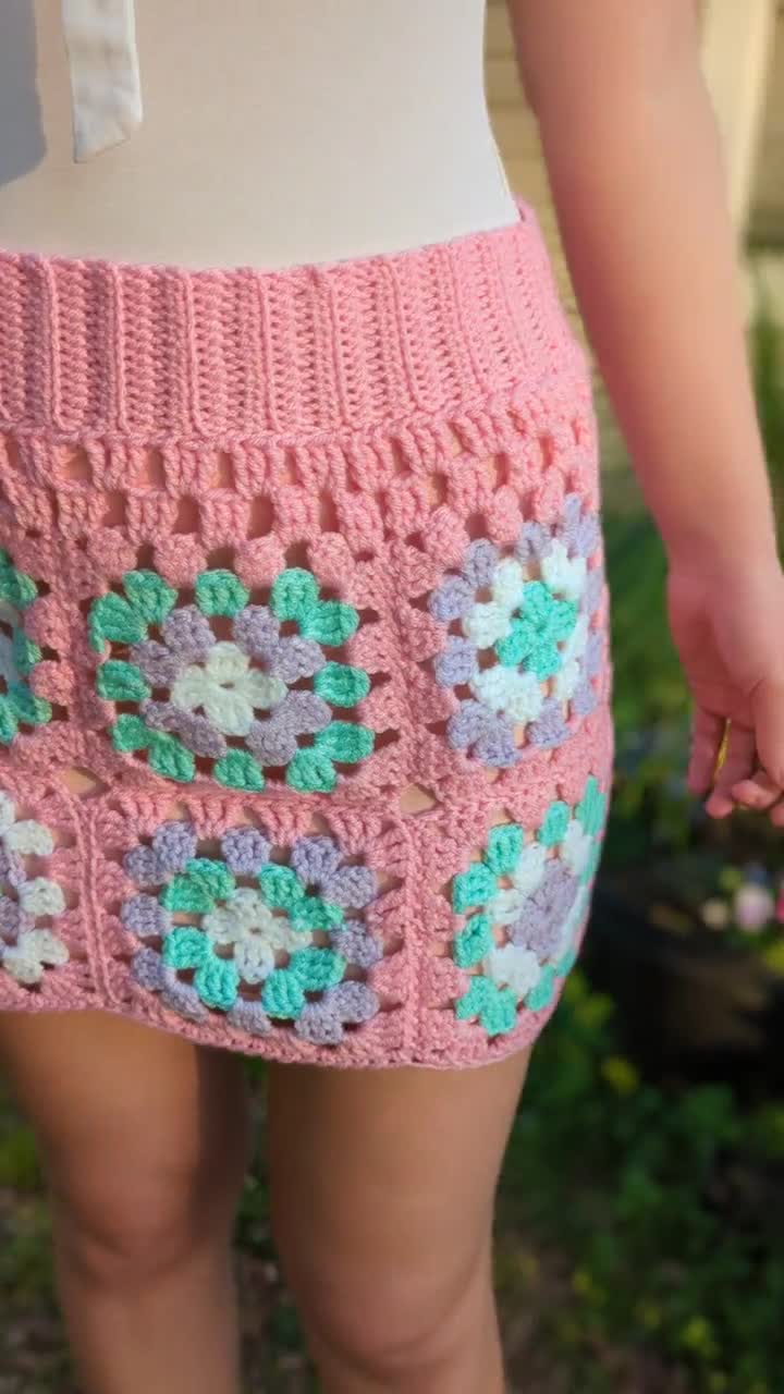 Crochet Granny Square Mini Skirt, Afghan Crochet Vintage Skirt, Colorful  Skirt, Summer Skirt, Crochet MiniSkirt, Boho skirt, Patchwork