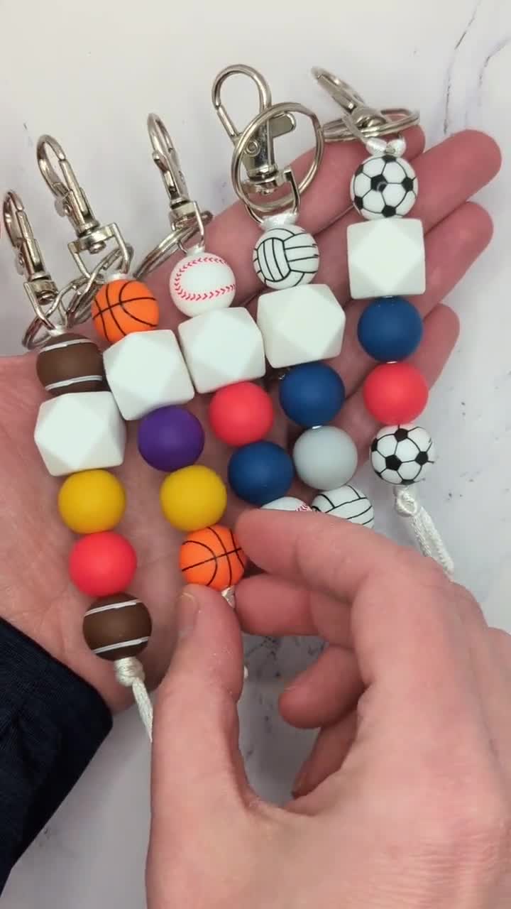 DIY Basketball Keychain Bead Embroidery Kit, Football Cross Stitch