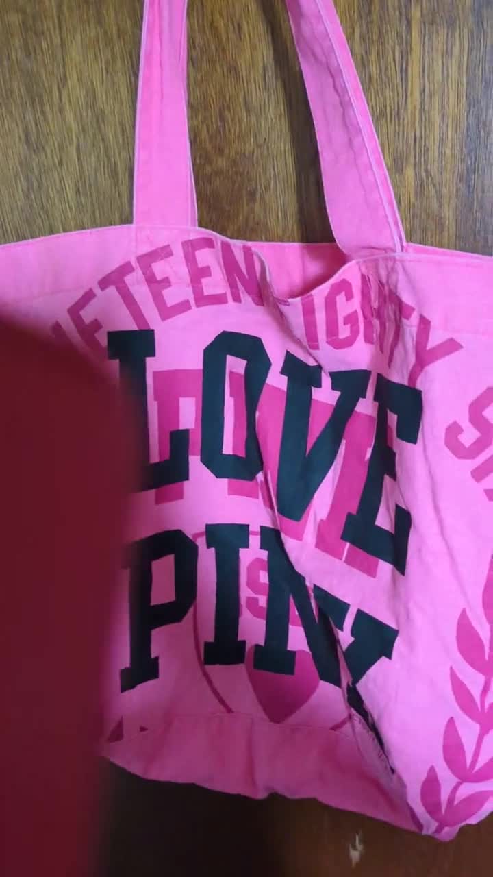 Victoria Secret Pink. This Is A Canvas Bag Done for A Victoria's Secret. This Bag Is in Perfect Condition. 1996 Love Pink. Shoulder Strap.