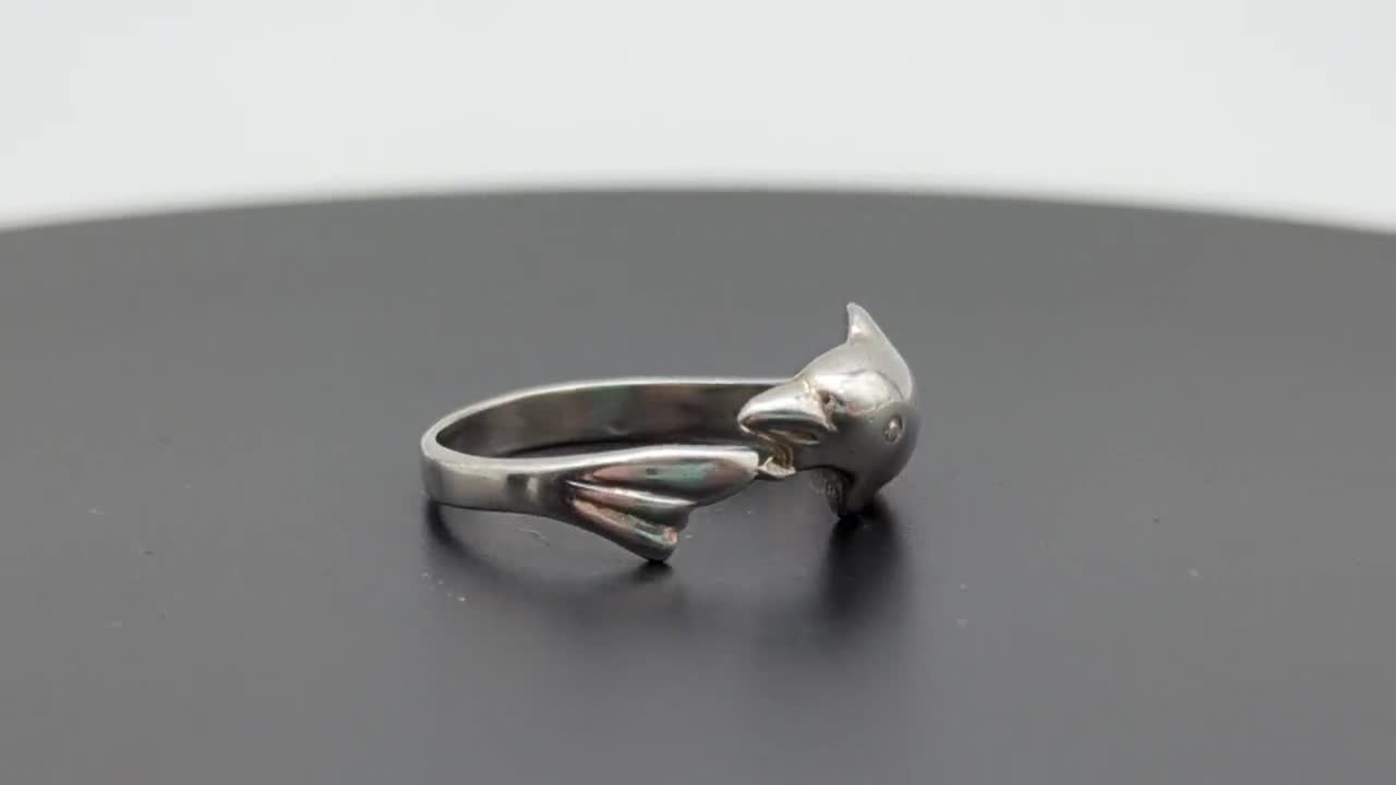 Bague Ancienne En Argent Massif 925 - Jonc Alliance Créateur Dauphin - Taille 51 - Occasion