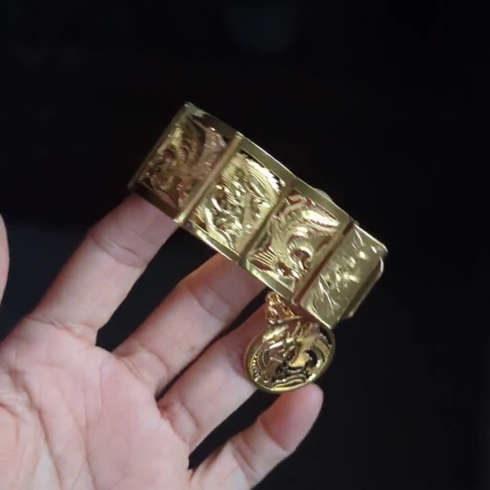 Antique Dragon Phoenix Screen Bracelet 22k Chinese - Etsy