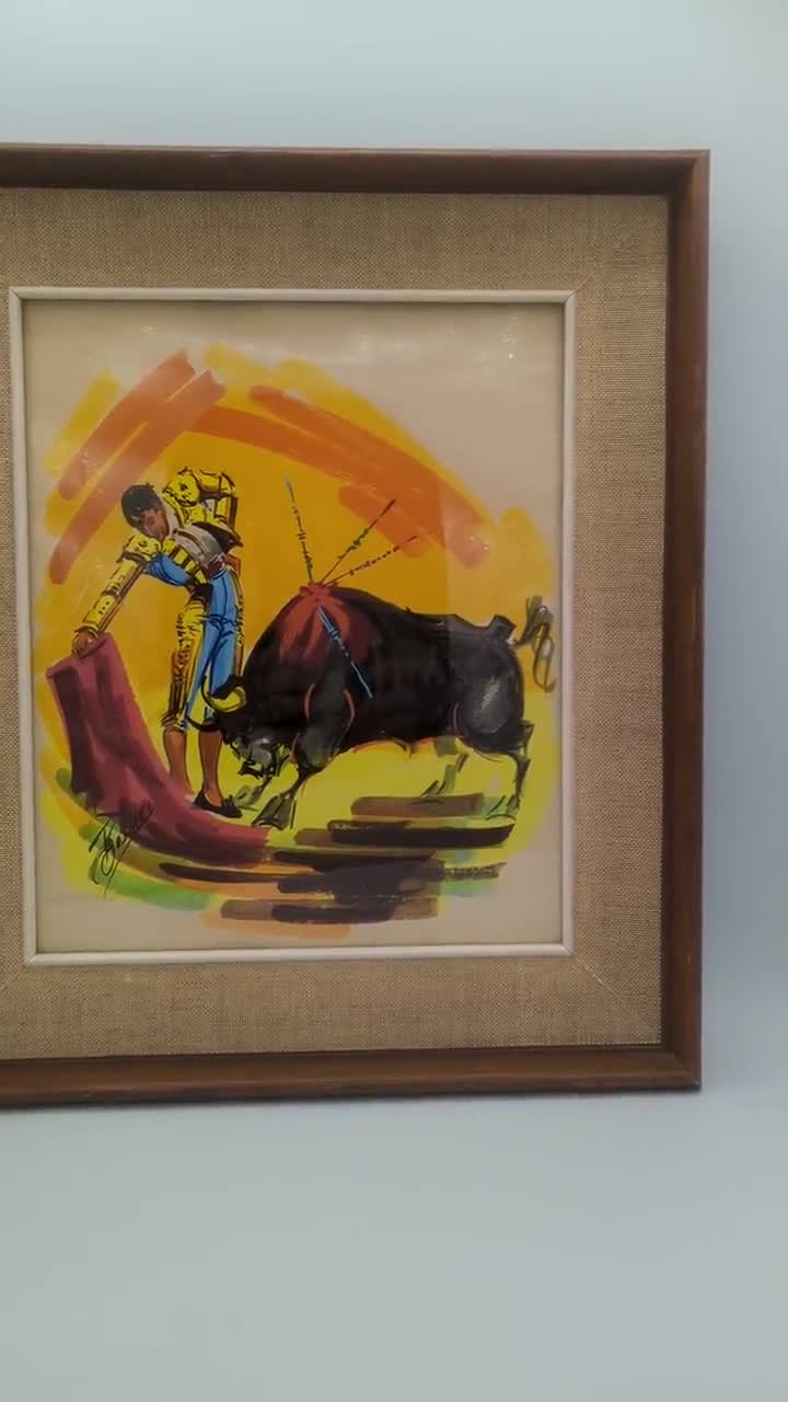 Vintage 1960s Mexican Matador Watercolor Painting - Original