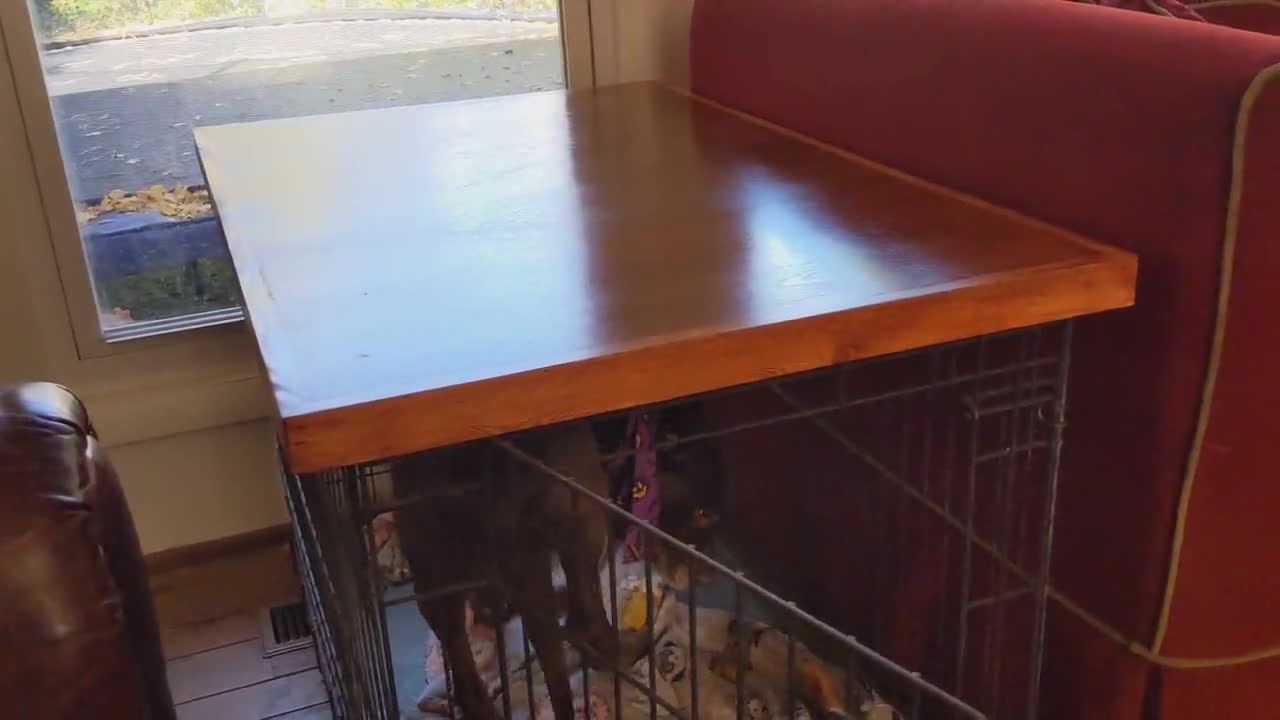 Dog Crate Topper , Safety Lip Included , Kennel Wood Table Top