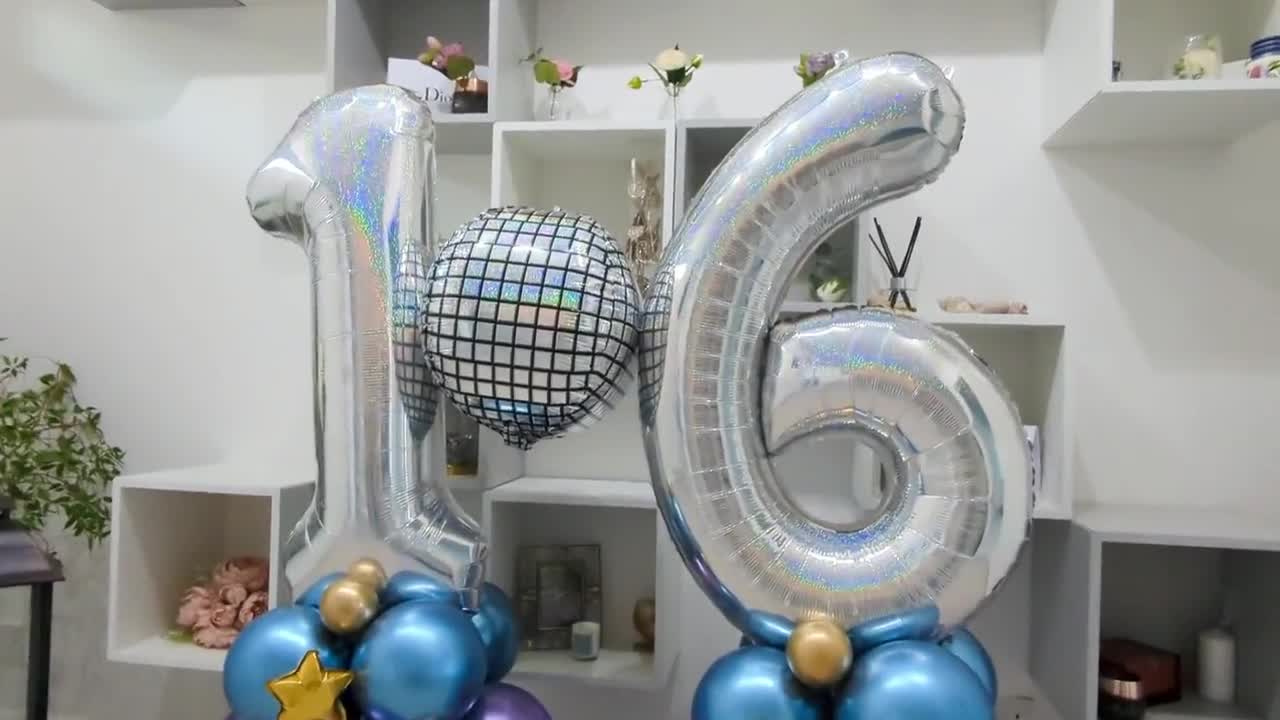 Silver Irradiscent Balloons Tower Sculpture Kids Party Decorations