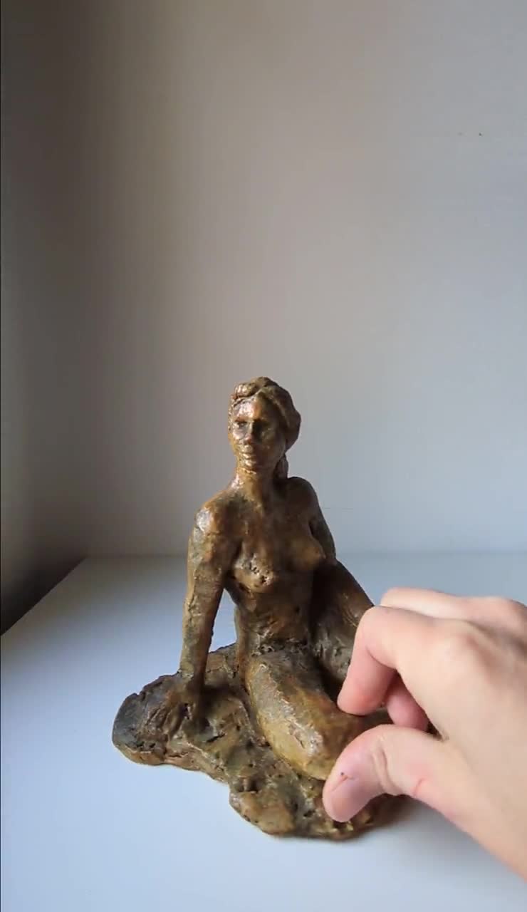 Vintage nude sculpture, French vintage handmade female nude sculpture for  shelf or tabletop, beautiful sculpture figure gift for art lover